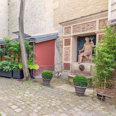 Enjoy sitting out in the courtyard with a cup of coffee