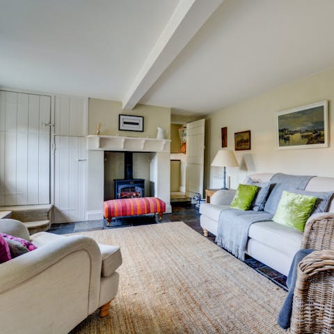 Hunker down beside the fireplace for film nights or break out the board games