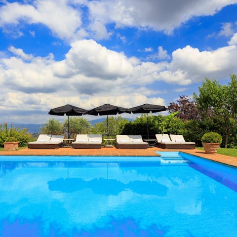 Swim gentle laps in the private swimming pool