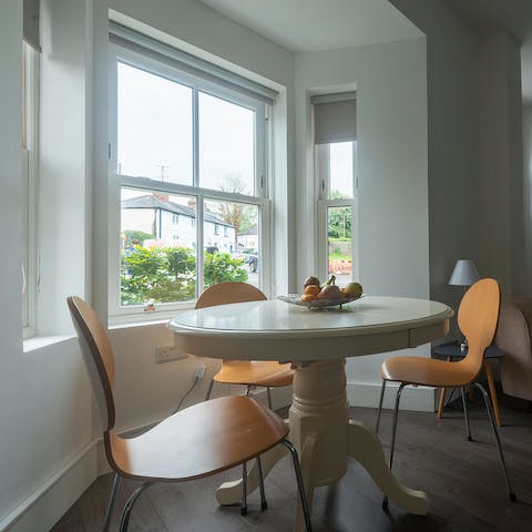 Enjoy a slap-up breakfast by the apartment's bay window
