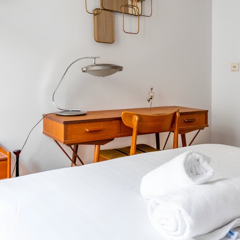 Catch up on work at the dedicated desk space