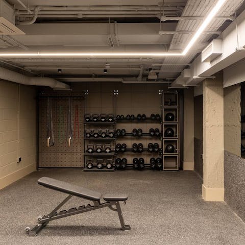 Pump iron at the downstairs gym