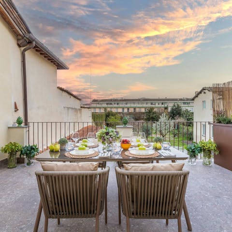 Watch the Tuscan sunset from the private terrace