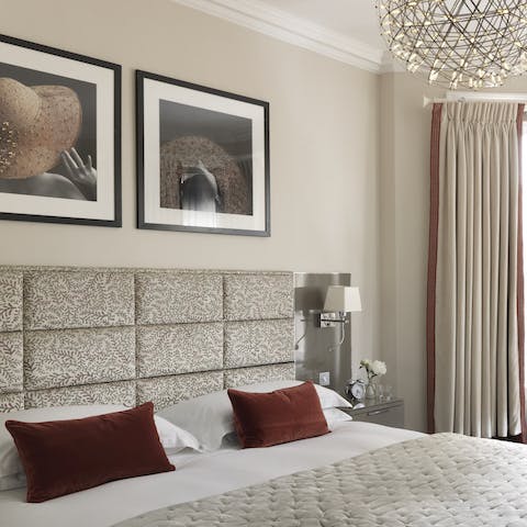 Bank a peaceful night's sleep in the luxurious bedroom