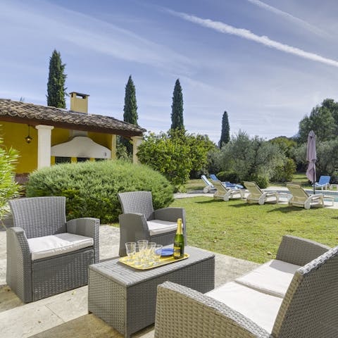Pop a bottle of champagne on the terrace to start the holiday in style