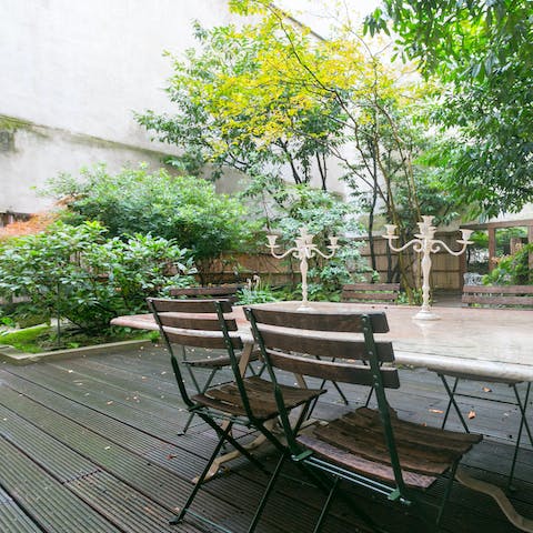 Enjoy a sunny breakfast out on your private patio