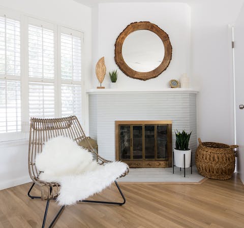 The cosy corner by the fireplace