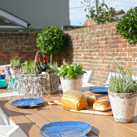 Get beach ready with a hearty breakfast outside