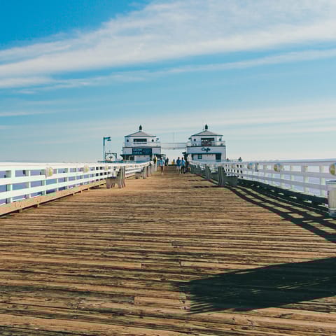 Stroll the lovely Malibu pier – a five-minute drive away