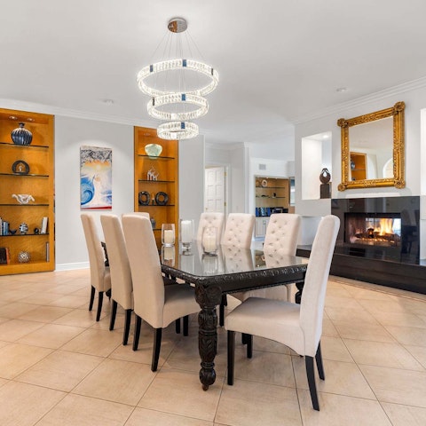 Gather in the dining room for a sociable meal with your guests