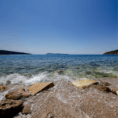 Swim in the crystal clear sea – the nearest beach is 1.3km away on the Dalmatian coast