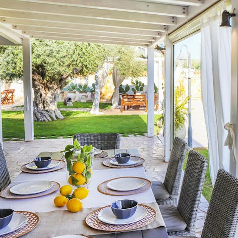 Gather for alfresco meals on the veranda