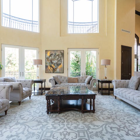 Relax in the homely yet grand living room