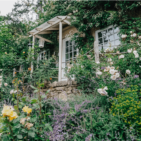 The exterior swathed in plants 