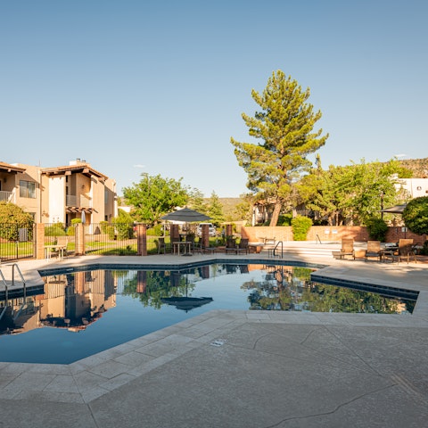 Enjoy a refreshing swim in the shared pool