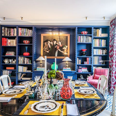 Enjoy a meal in the vibrant dining room