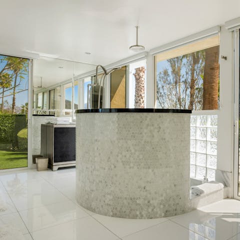 Treat yourself to a luxurious shower in the spa–like bathroom