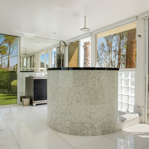 Treat yourself to a luxurious shower in the spa–like bathroom
