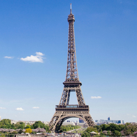 Visit the iconic Eiffel Tower – a fifteen-minute walk away