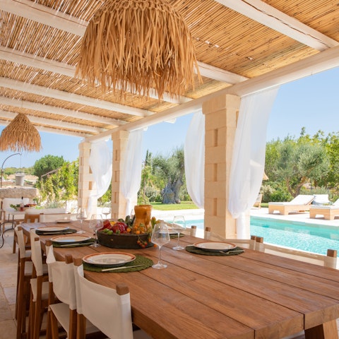 Get your group together and share a meal on the covered terrace