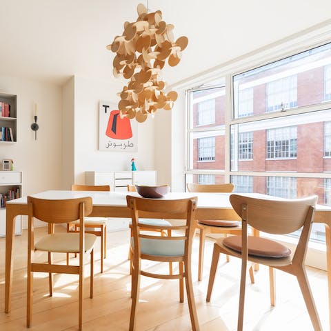 Read the headlines over breakfast at the dining table