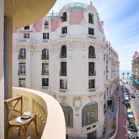 Savour the sights and sounds of Nice from the small balcony