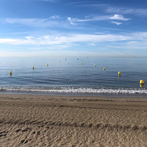 Walk five minutes to Mijas Costa and spend the day on the beach