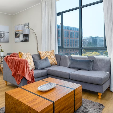 Gaze out to views of Table Mountain from the huge windows in the lounge