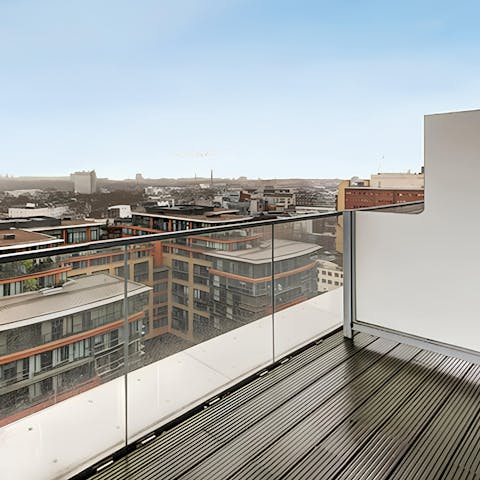 Pad out to the terrace and admire the city views
