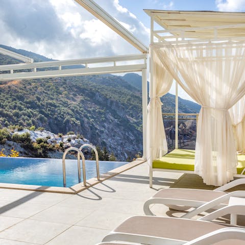 Pause on the day-bed after swimming long laps