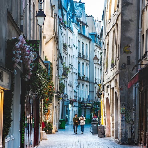 Stroll around the charming Marais neighbourhood, right on your doorstep
