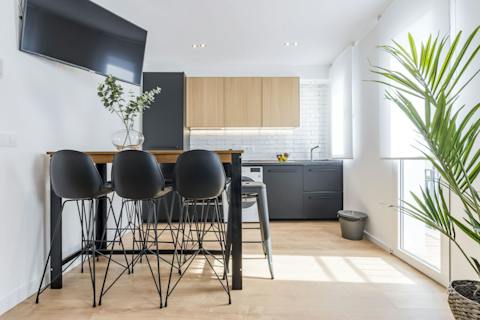 Get down to business at the dining table, a good spot for remote working