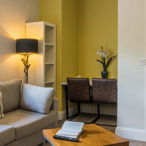 Catch up on work or spend some time writing at the laptop-friendly table