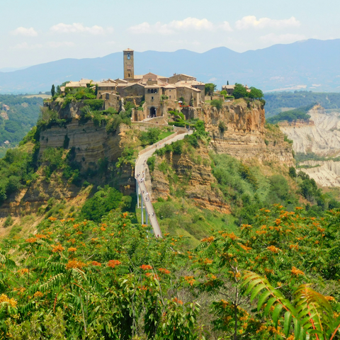 Discover the historic hilltop village of Civita di Bagnoregio, 28 kilometres away