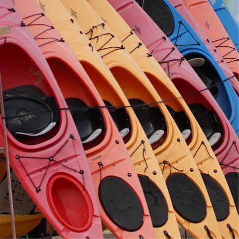 Take to the water in the home's kayaks