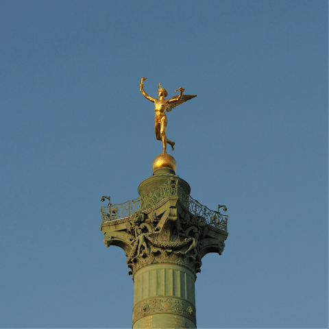 Begin your stay with a stroll to Place de la Bastille