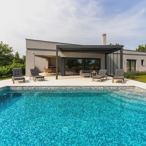 Make a splash in the private swimming pool