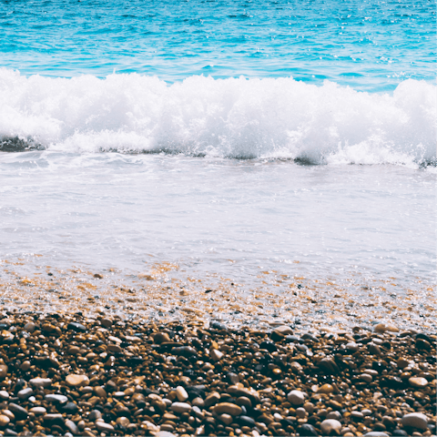 Spend the day on Plaka Beach, a short walk away