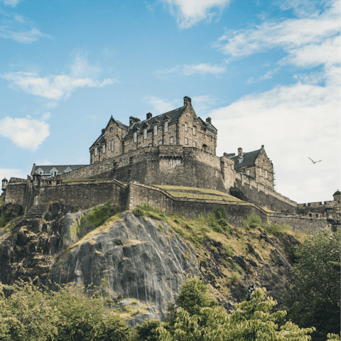 Explore historic Edinburgh Castle, a twelve-minute stroll from your home