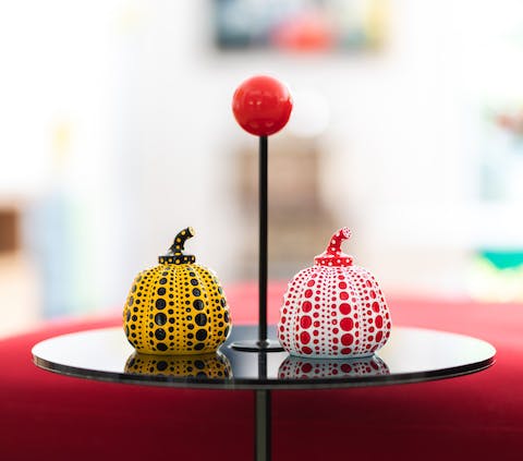 Admire the artworks throughout like the Yayoi Kusama mini pumpkins
