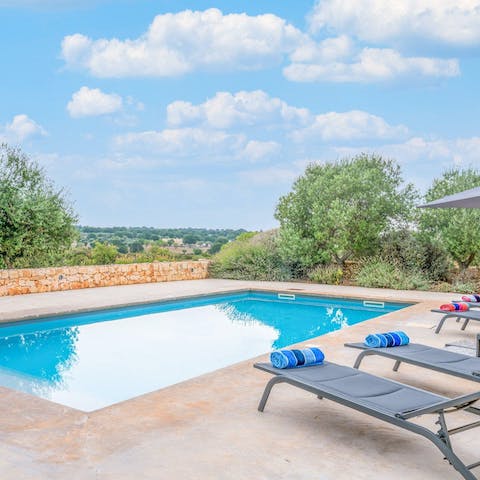 Drink in wonderful views from the private pool