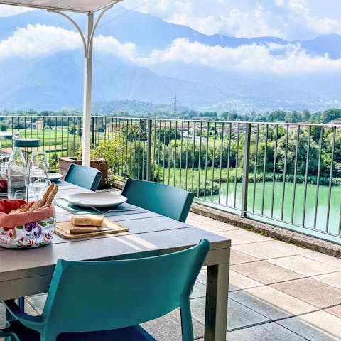 Lay the table for lunch beneath the shady pergola