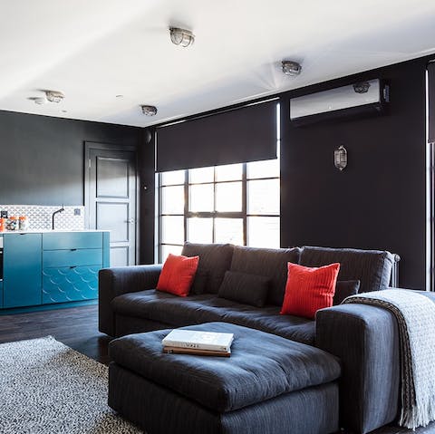 Crash out on the squishy sofa for aperitifs