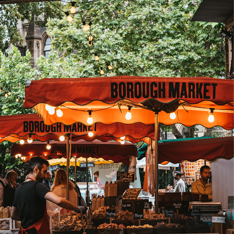 Spend the day at Borough Market, sampling and selecting an array of culinary delights