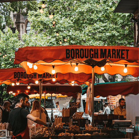 Spend the day at Borough Market, sampling and selecting an array of culinary delights