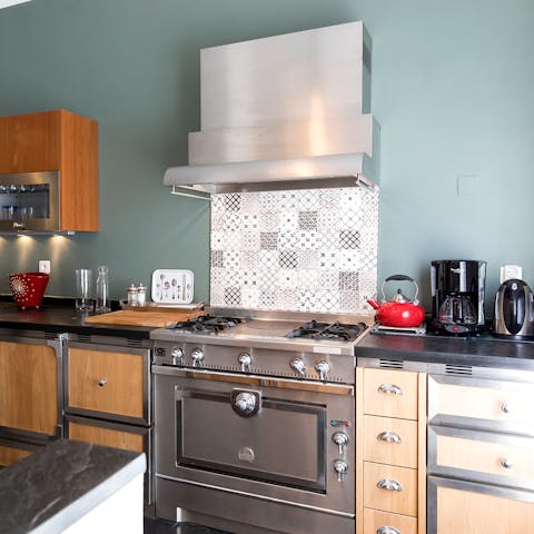 Cook up some traditional French cuisine in the large kitchen