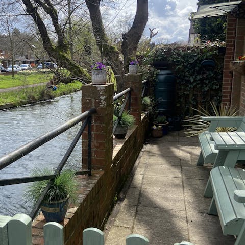 Enjoy views of the River Itchen from the private terrace