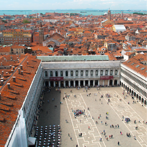Visit the iconic San Marco Square, a fifteen-minute stroll away