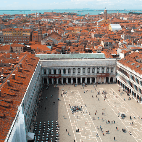Visit the iconic San Marco Square, a fifteen-minute stroll away