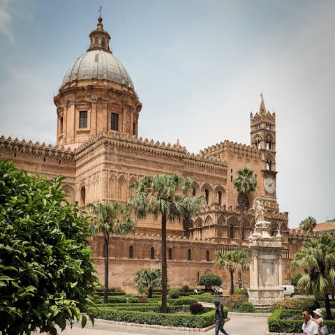 Walk through the historic centre of Palermo to visit the beautiful cathedral